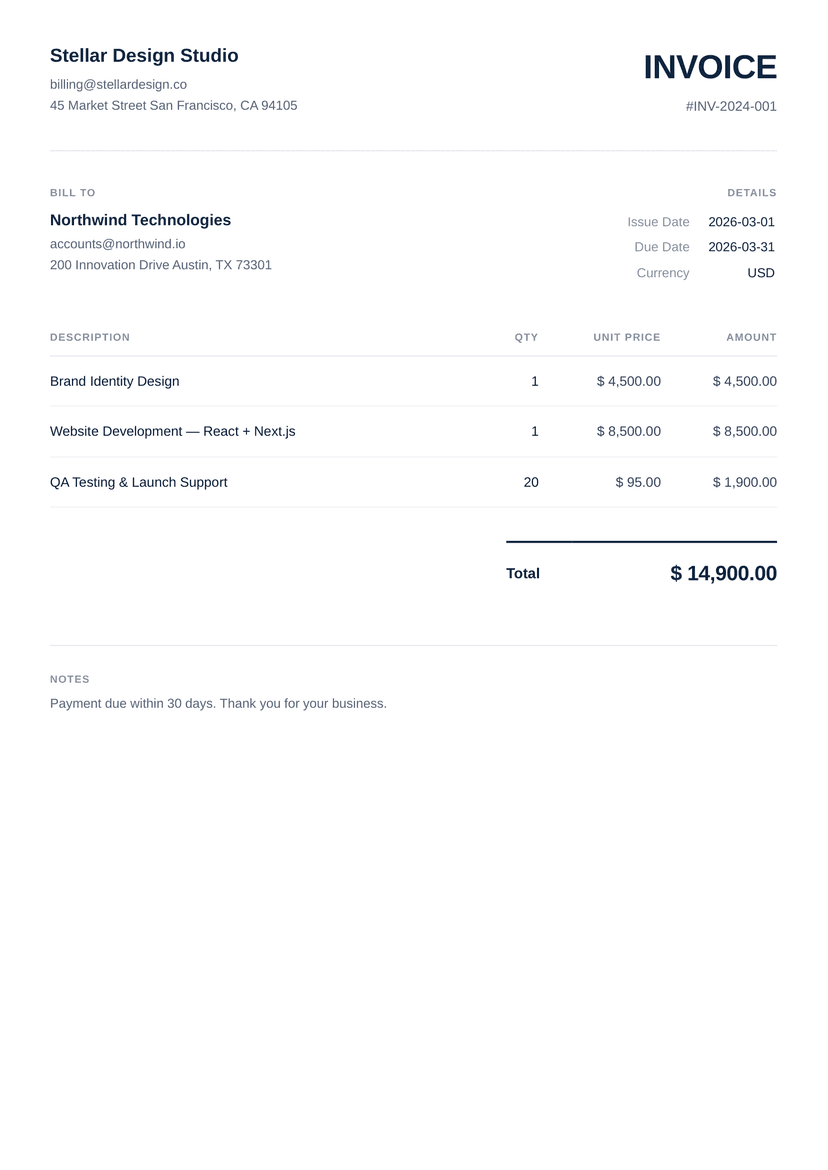 Invoice PDF preview
